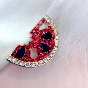 Rhinestone Watermelon Brooch